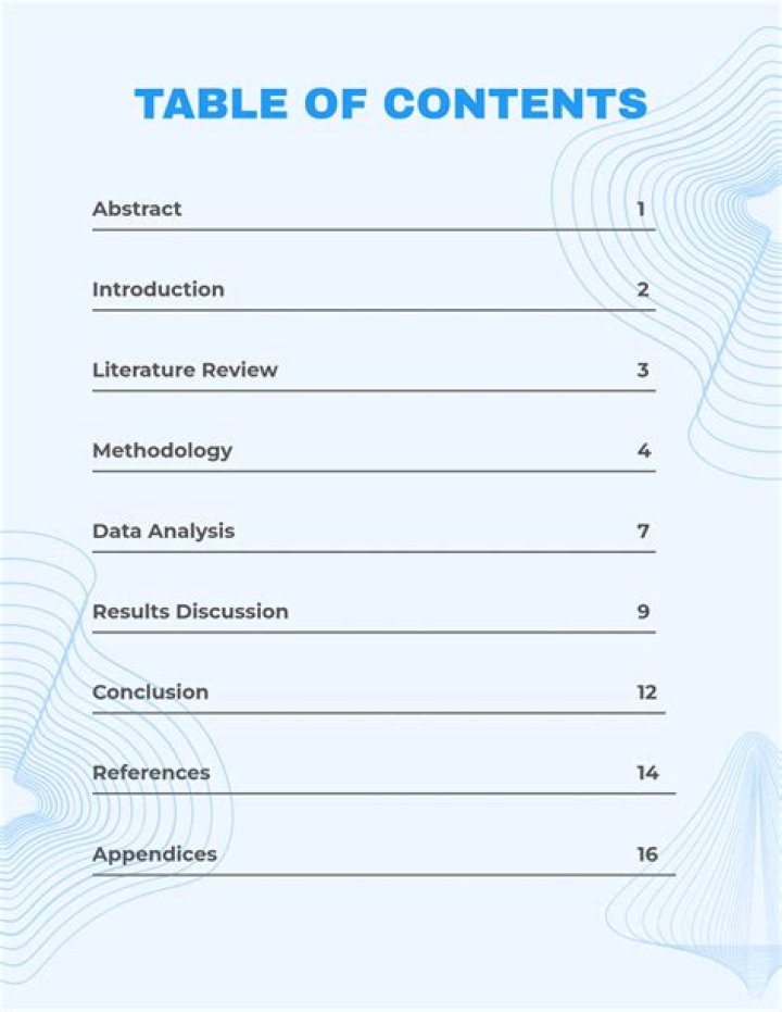 How do I write anything in a table of contents?